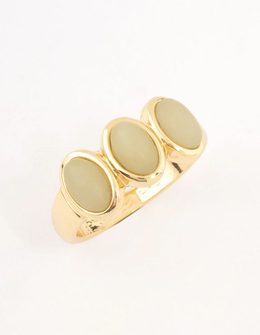Gold Plated Trio Oval Stone Ring - Image 4