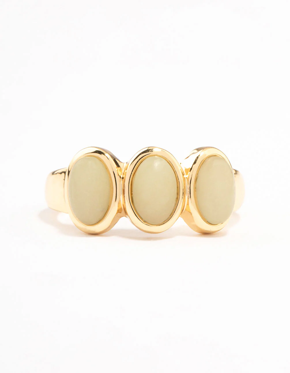 Gold Plated Trio Oval Stone Ring - Image 5
