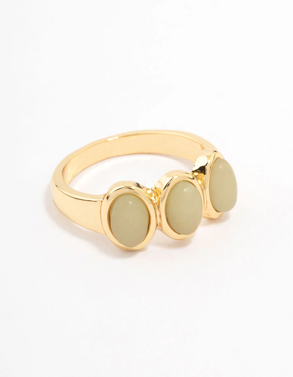Gold Plated Trio Oval Stone Ring - Image 6