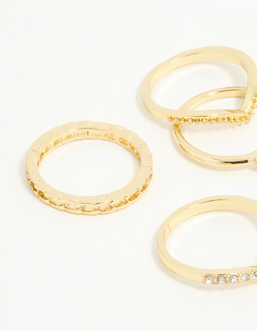Gold Plated Twist & Dip Rings 6-Pack - Image 2