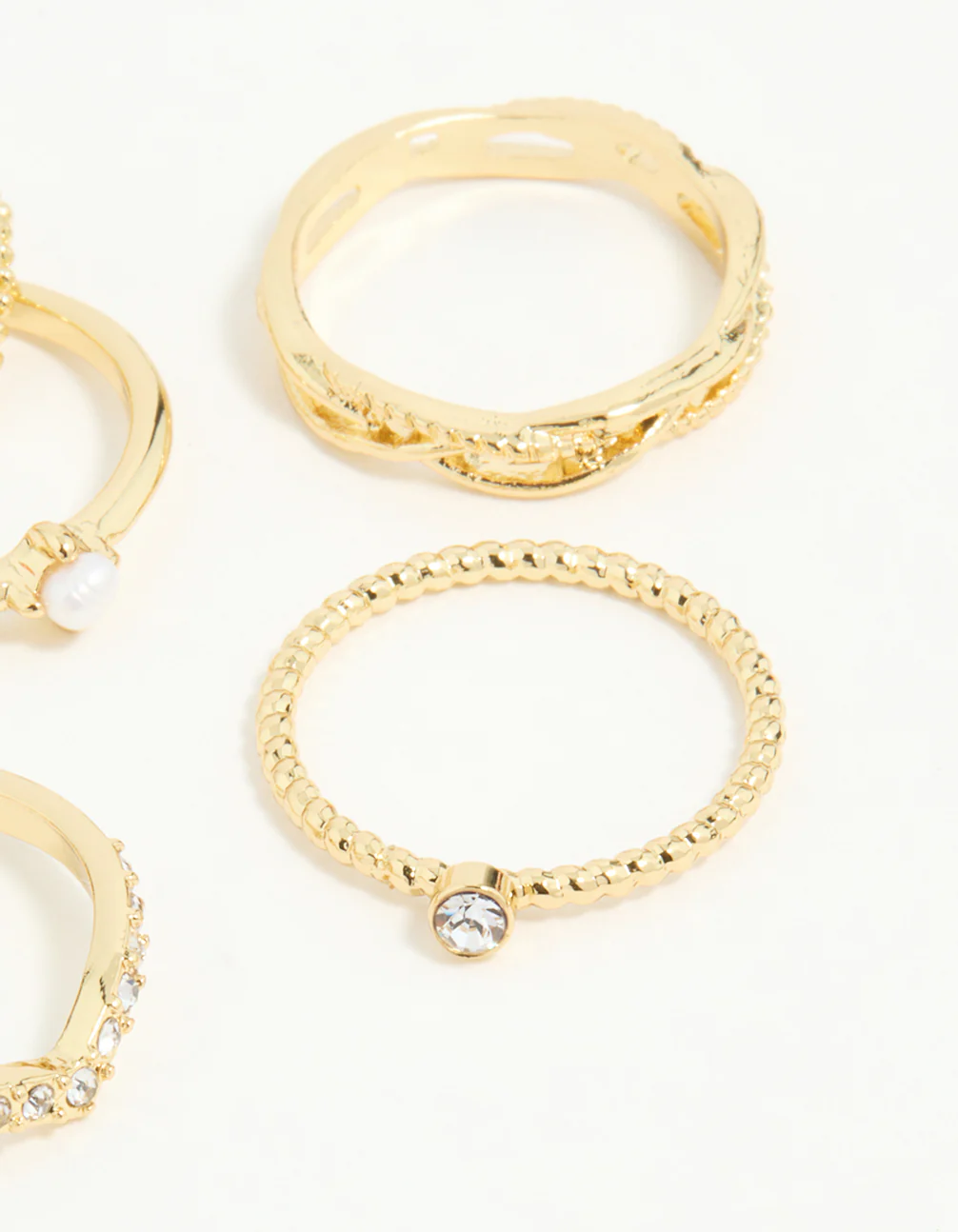 Gold Plated Twist & Dip Rings 6-Pack - Image 3