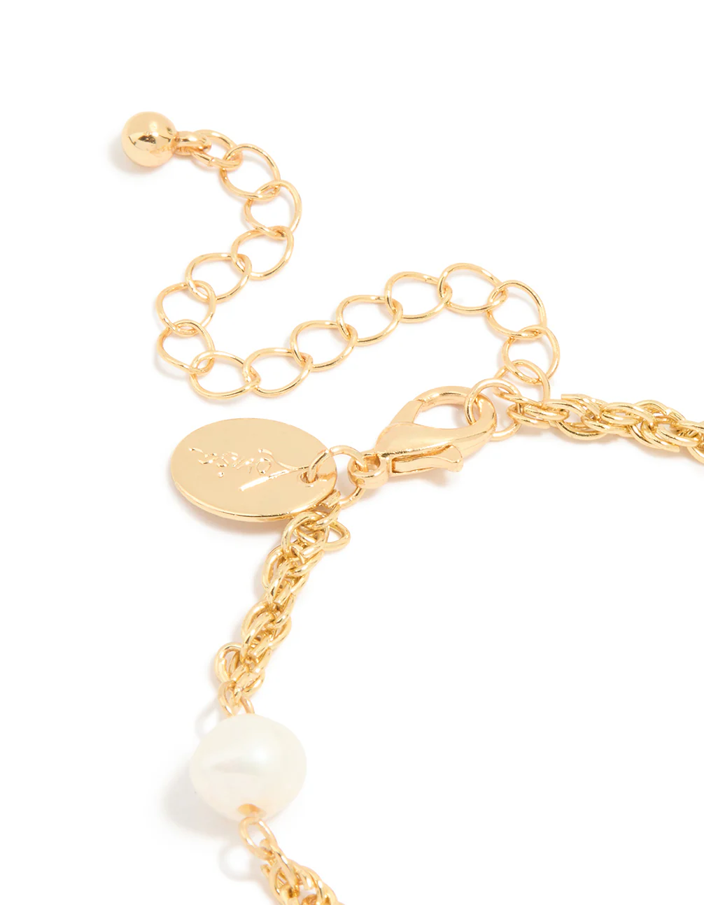Gold Plated Twist Freshwater Pearl Chain Bracelet - Image 3