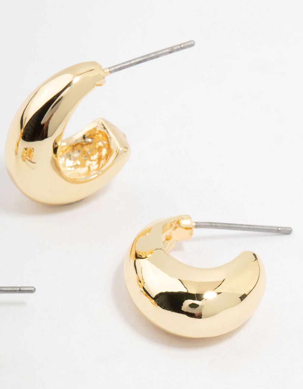 Gold Plated Twist & Smooth Hoop Earrings 2-Pack - Image 3