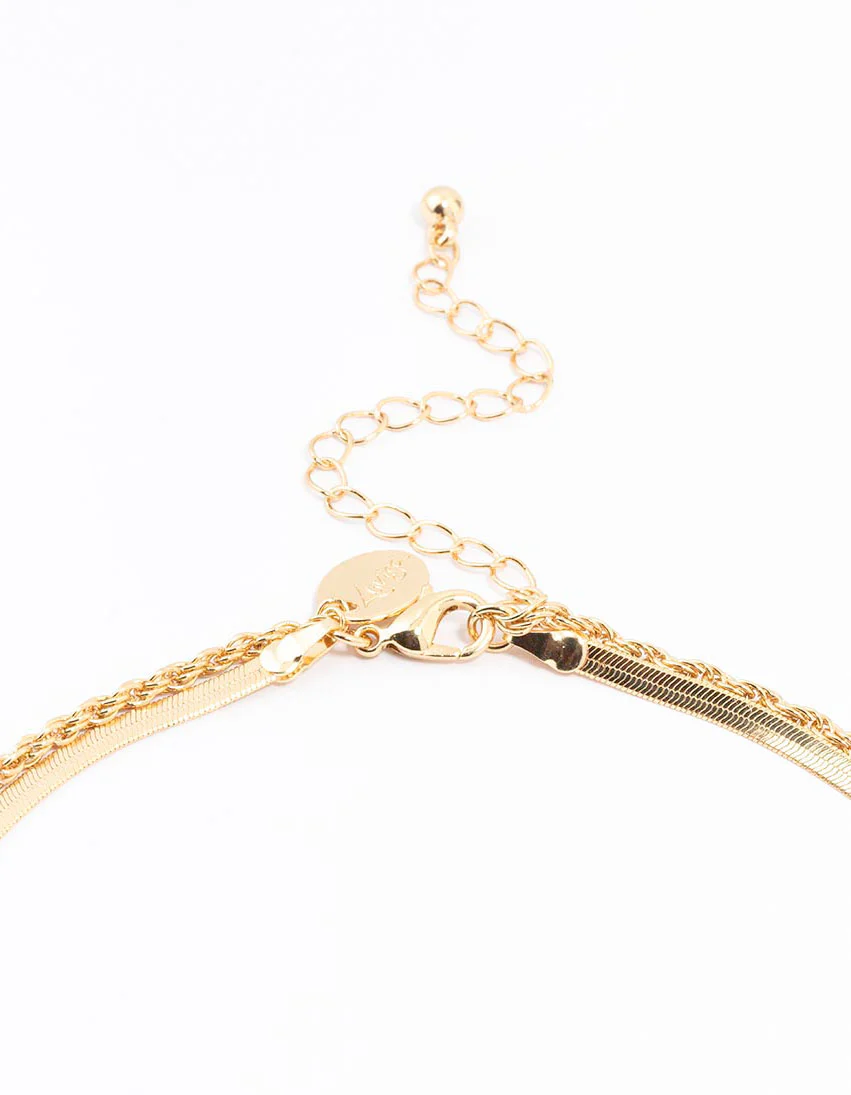 Gold Plated Twist & Snake Chain Necklace & Hoop Set - Image 3