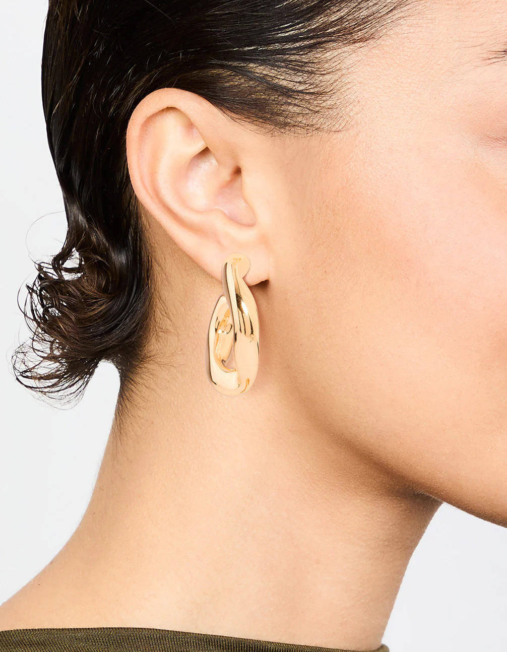 Gold Plated Twisted Wave Hoop Earrings - Image 2