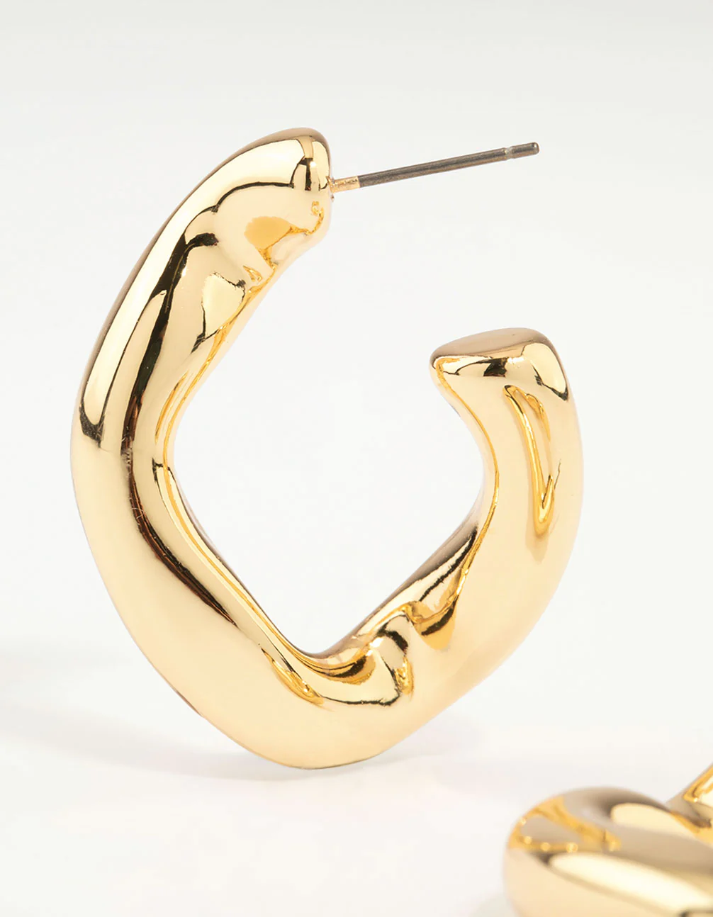 Gold Plated Twisted Wave Hoop Earrings - Image 4