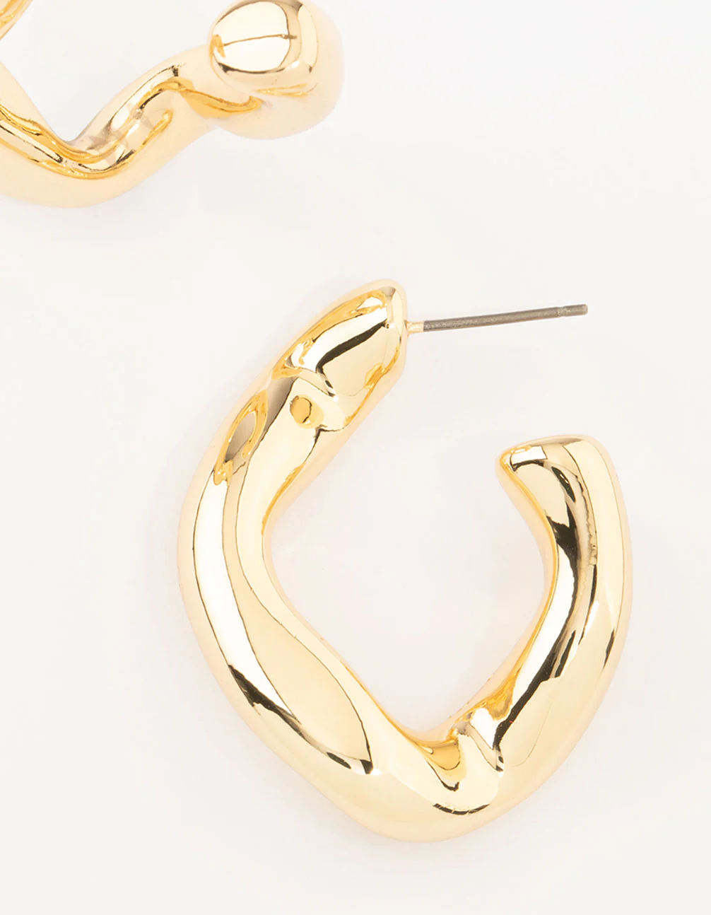 Gold Plated Twisted Wave Hoop Earrings - Image 5