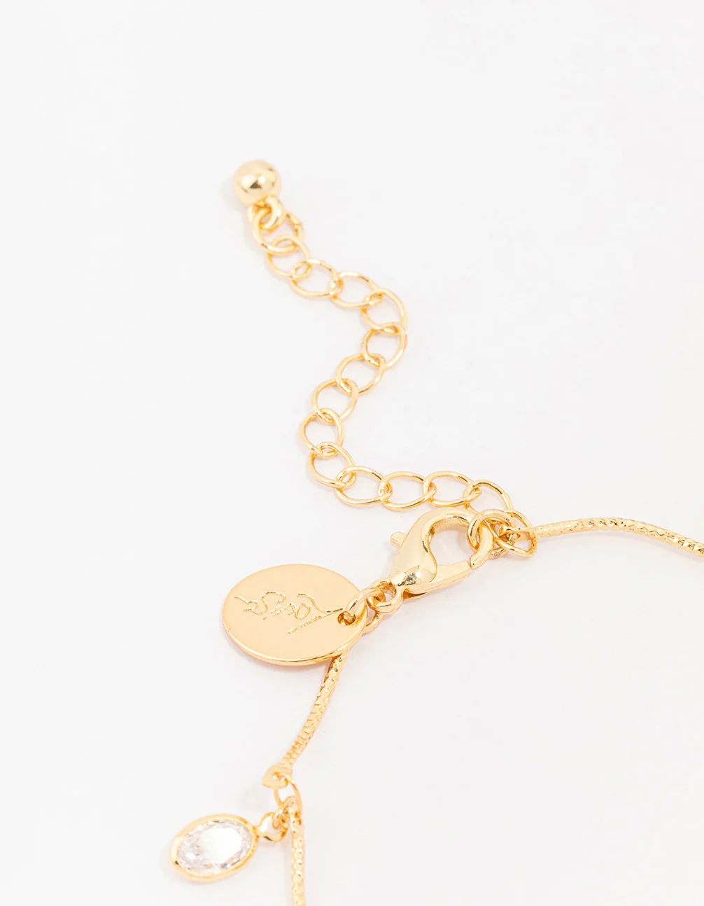 Gold Plated Brass Vine Crystal Charm Bracelet - Image 3