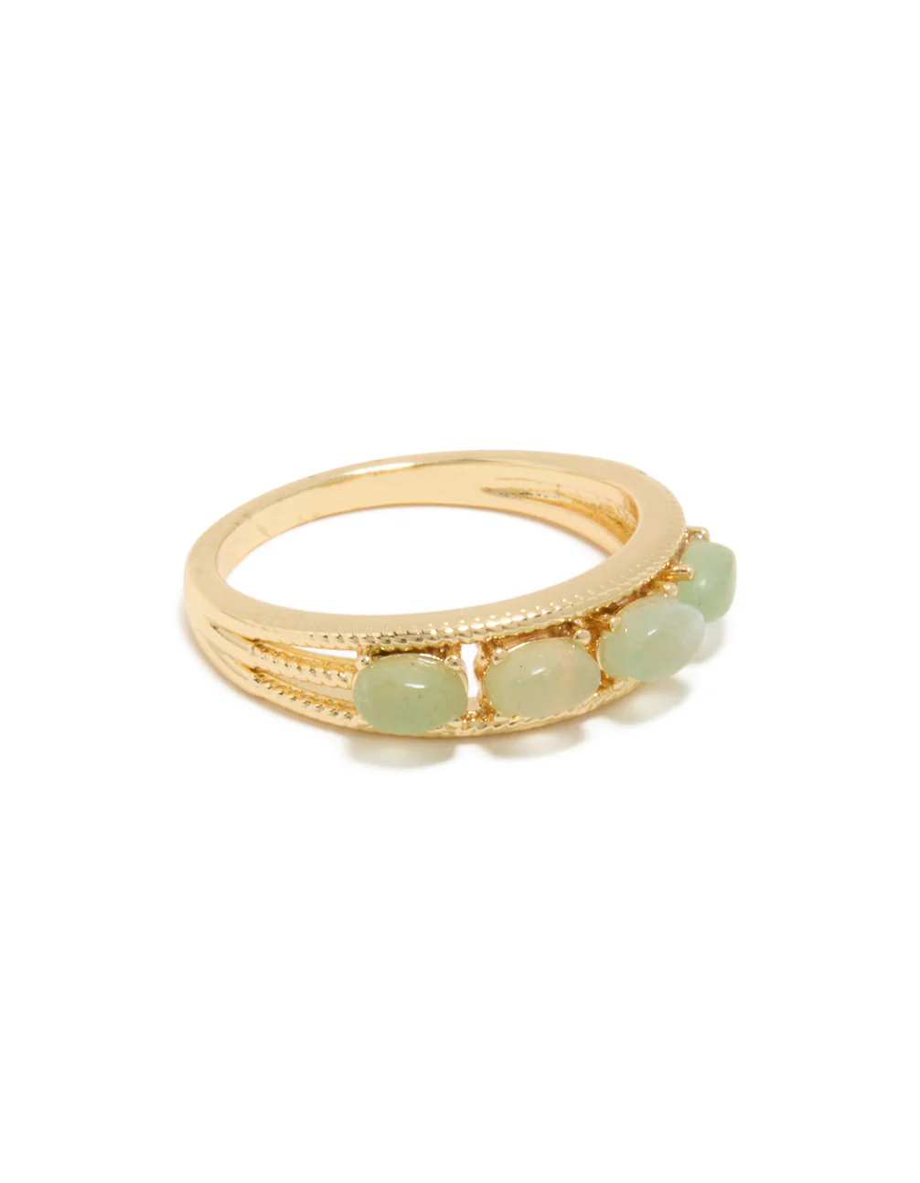 Gold Plated Vintage Green Pebbles Ring - Image 2
