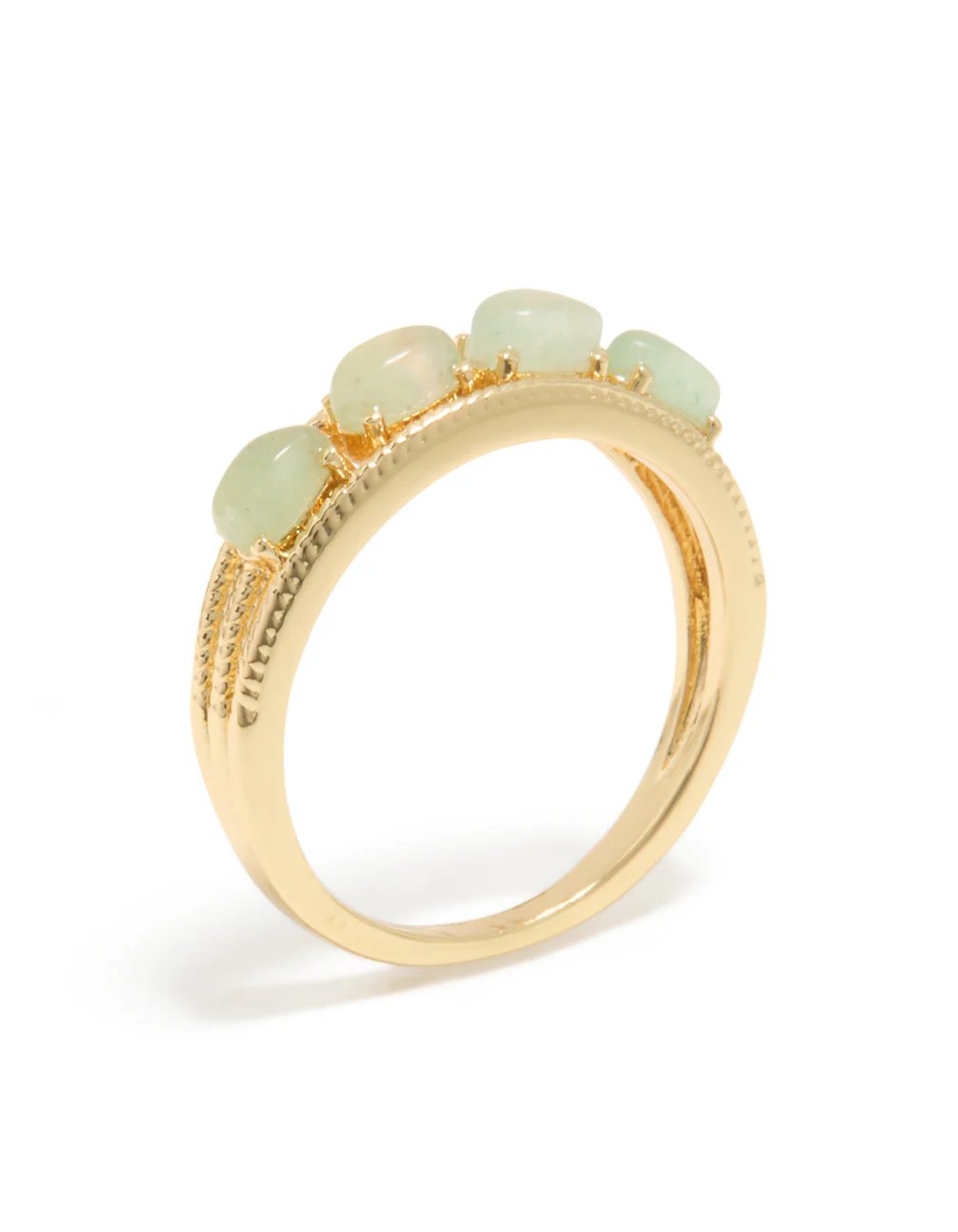 Gold Plated Vintage Green Pebbles Ring - Image 4