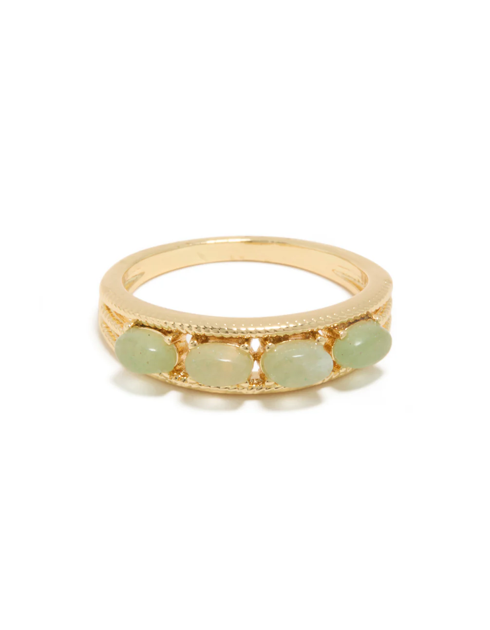 Gold Plated Vintage Green Pebbles Ring - Image 5