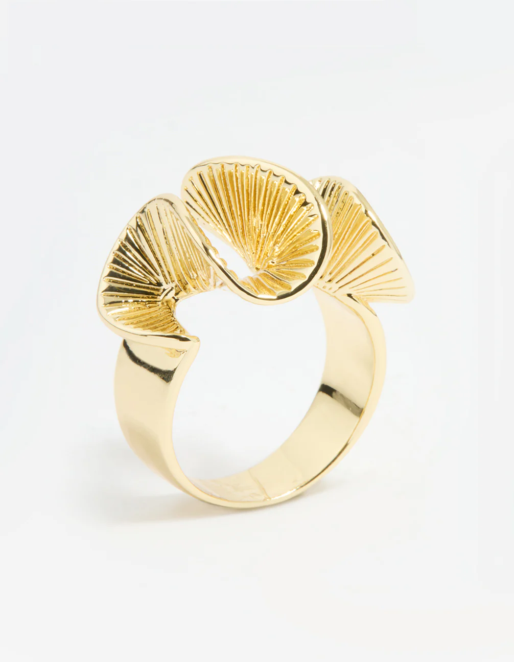 Gold Plated Wavy Fan Ring - Image 2