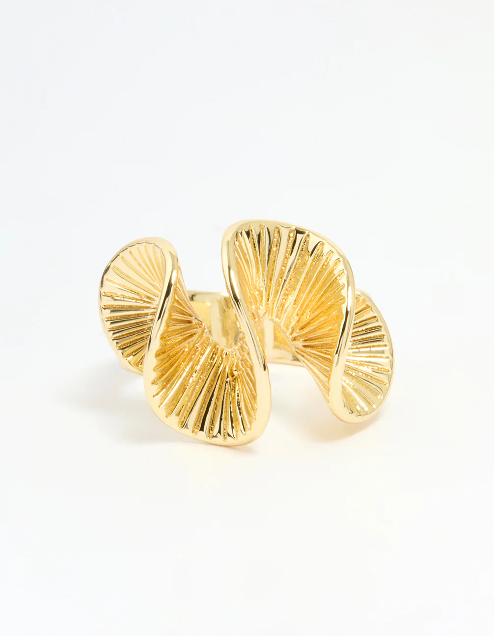 Gold Plated Wavy Fan Ring - Image 3