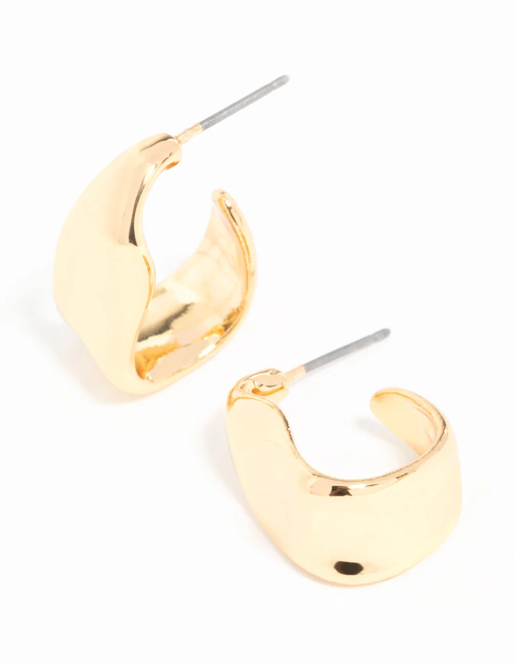 Gold Plated Wavy Molten Hoop Earrings - Image 2
