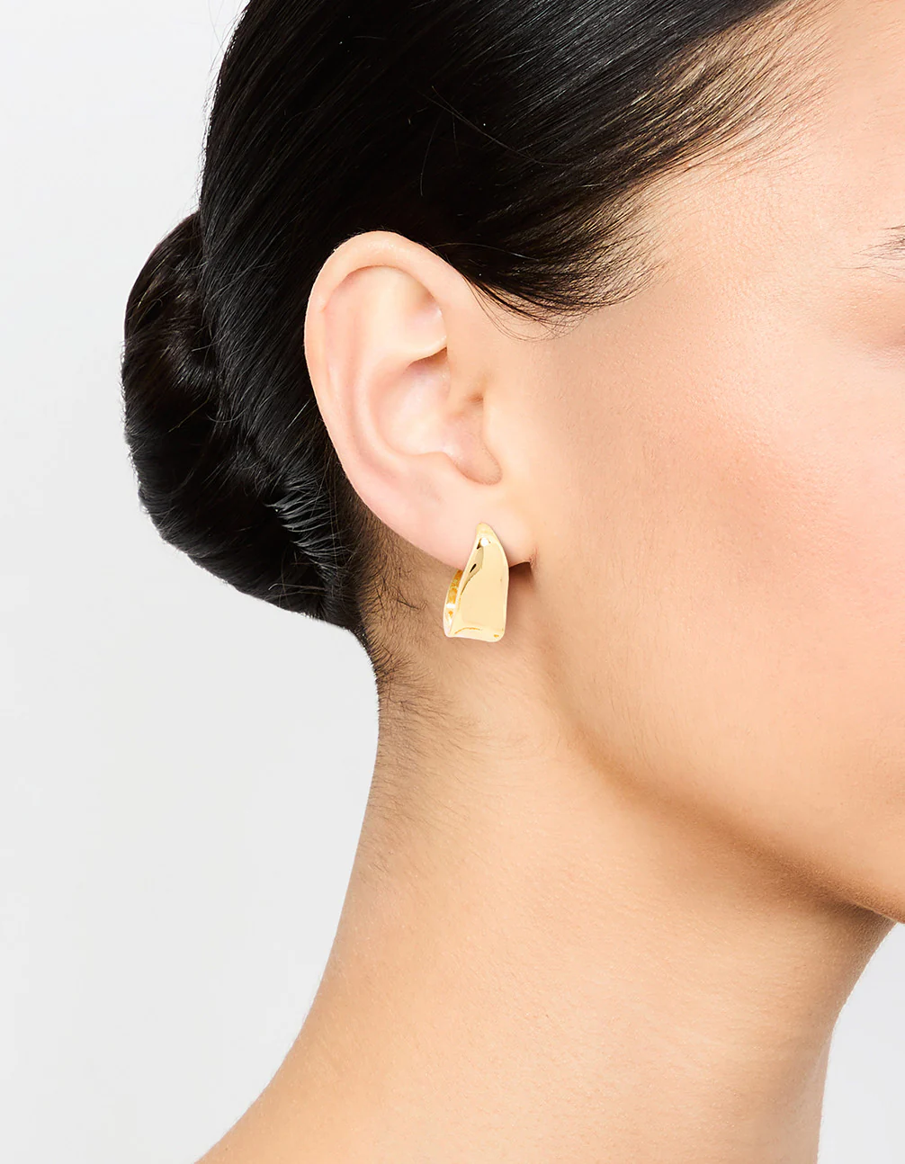 Gold Plated Wavy Molten Hoop Earrings - Image 3