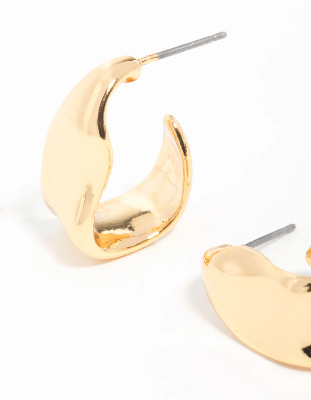 Gold Plated Wavy Molten Hoop Earrings - Image 4