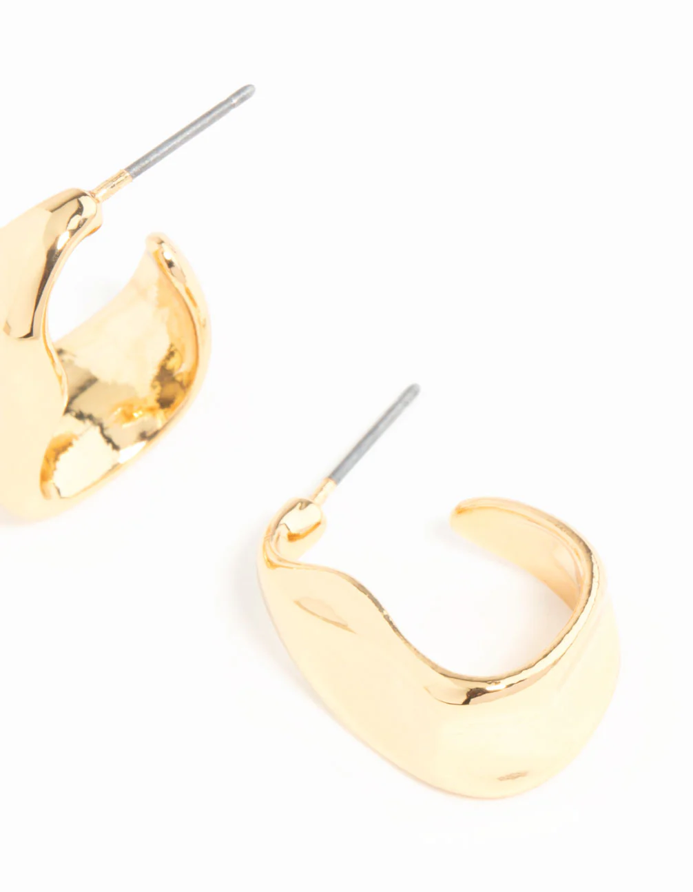 Gold Plated Wavy Molten Hoop Earrings - Image 8
