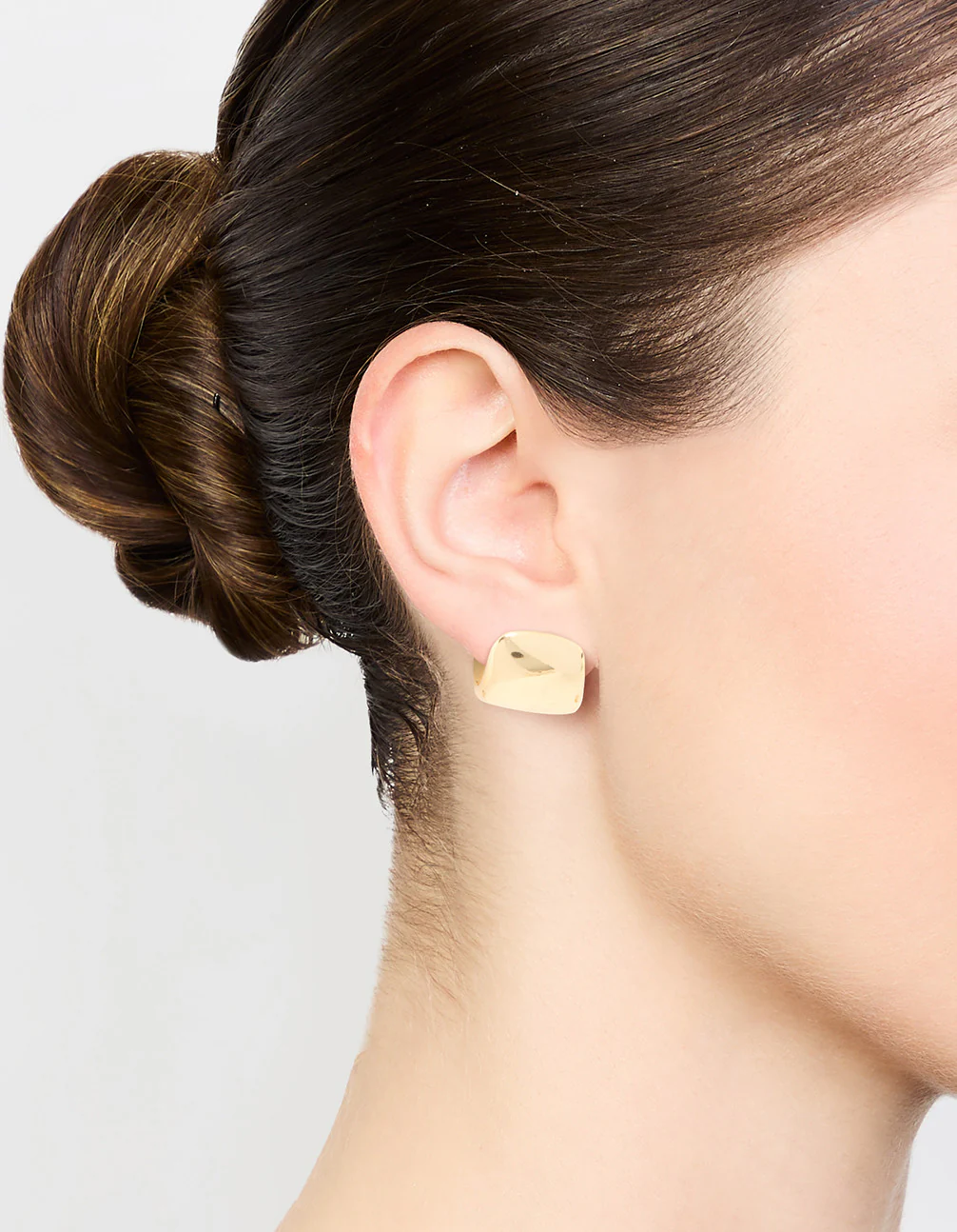 Gold Plated Wide Mini Huggie Earrings - Image 3