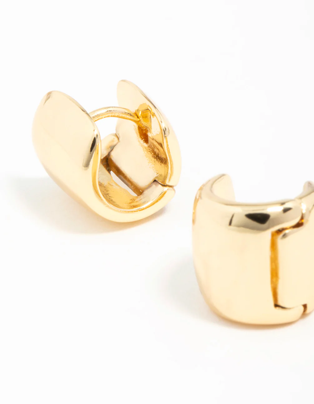 Gold Plated Wide Mini Huggie Earrings - Image 7