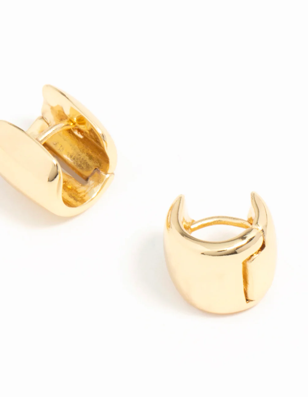 Gold Plated Wide Mini Huggie Earrings - Image 8