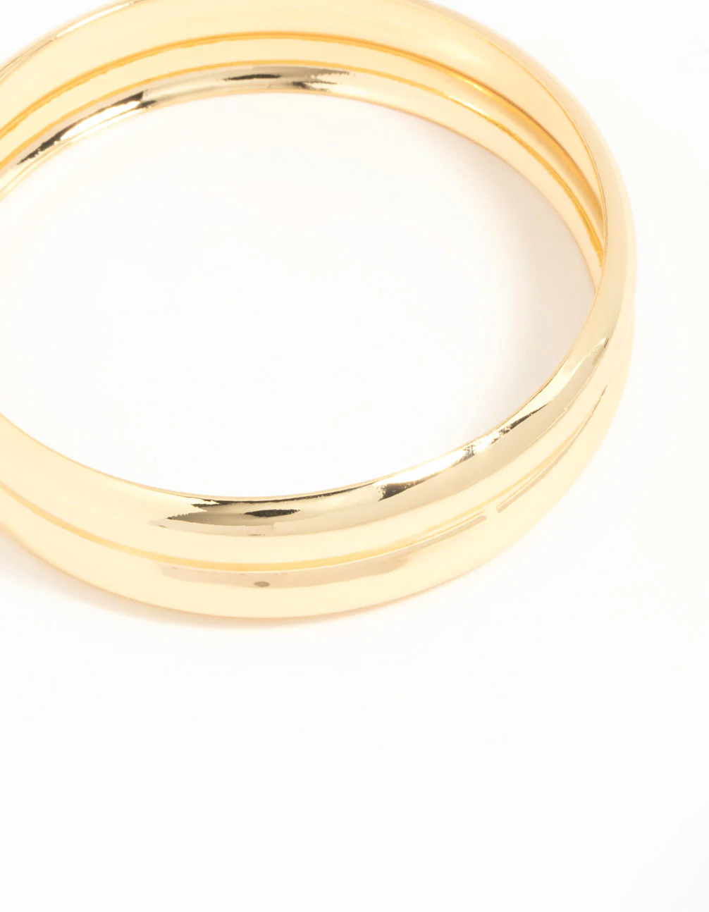 Gold Plated Wide Ribbed Bangle - Image 2