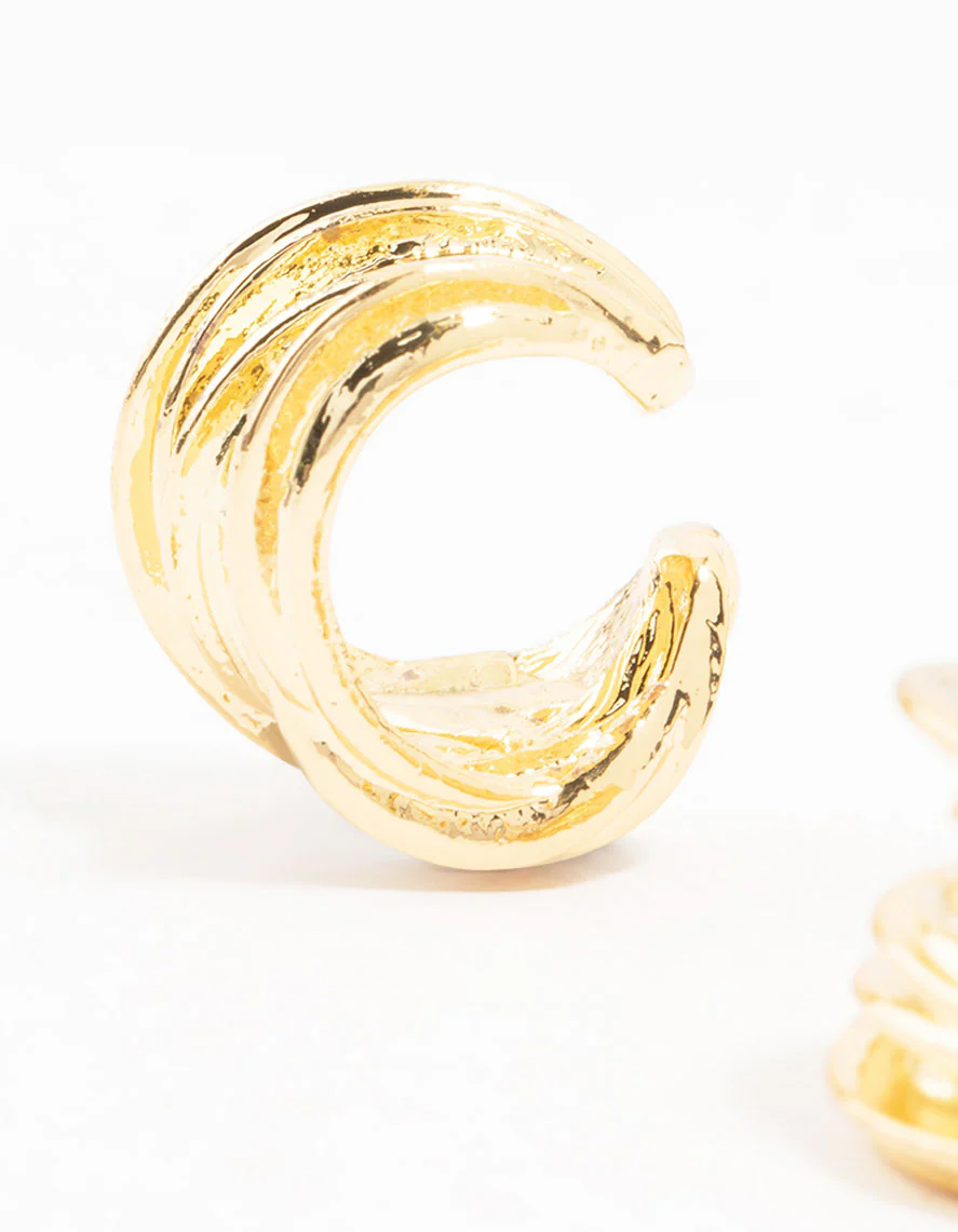 Gold Plated Wire Cuff Earrings - Image 2