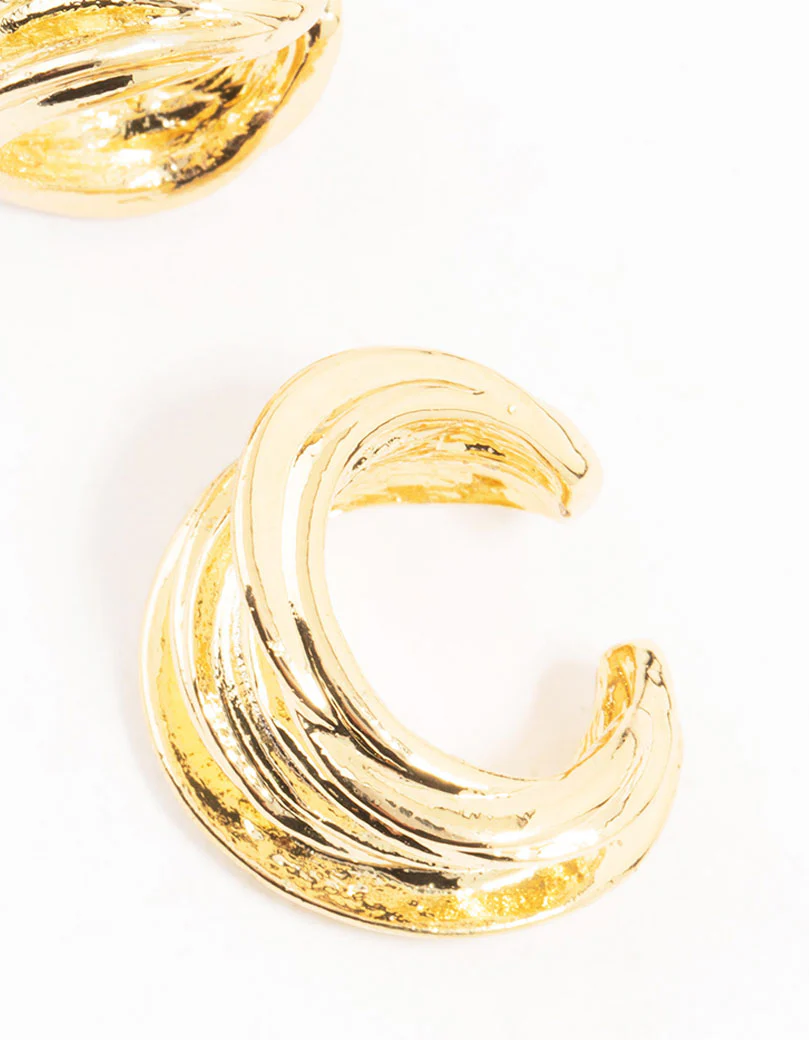 Gold Plated Wire Cuff Earrings - Image 3