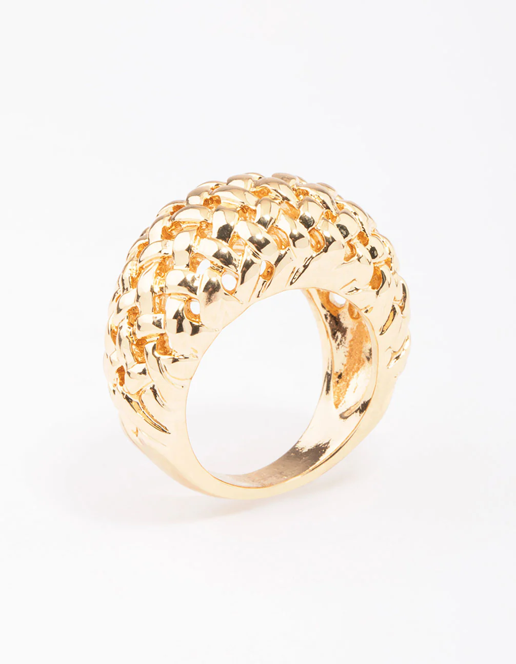 Gold Plated Woven Dome Cocktail Ring - Image 2