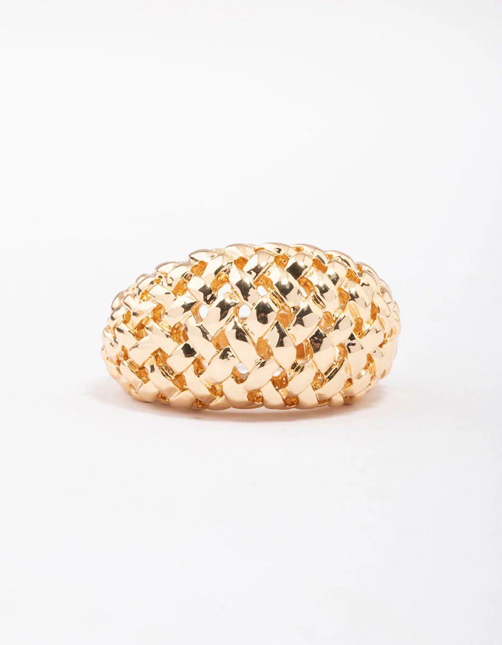 Gold Plated Woven Dome Cocktail Ring - Image 3