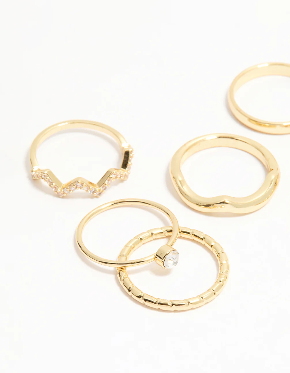 Gold Plated Zigzag Stacking Rings 7-Pack - Image 2