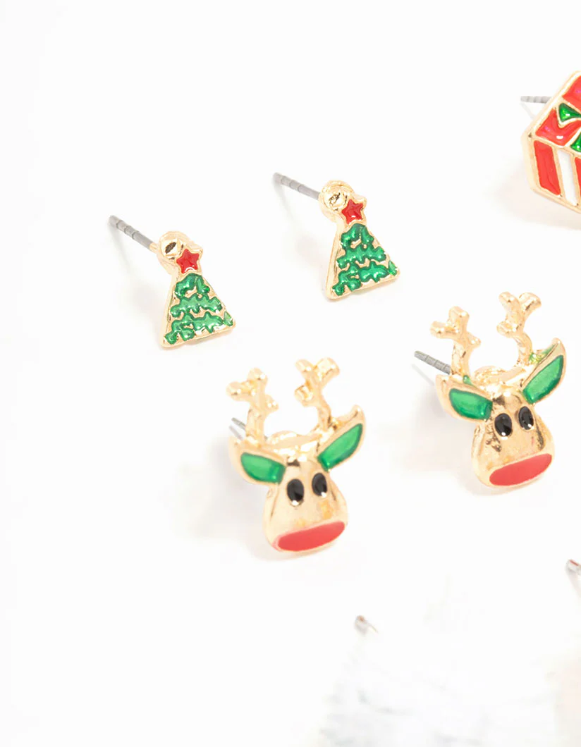 Gold Present & Stocking Stud Earrings 12-Pack - Image 2