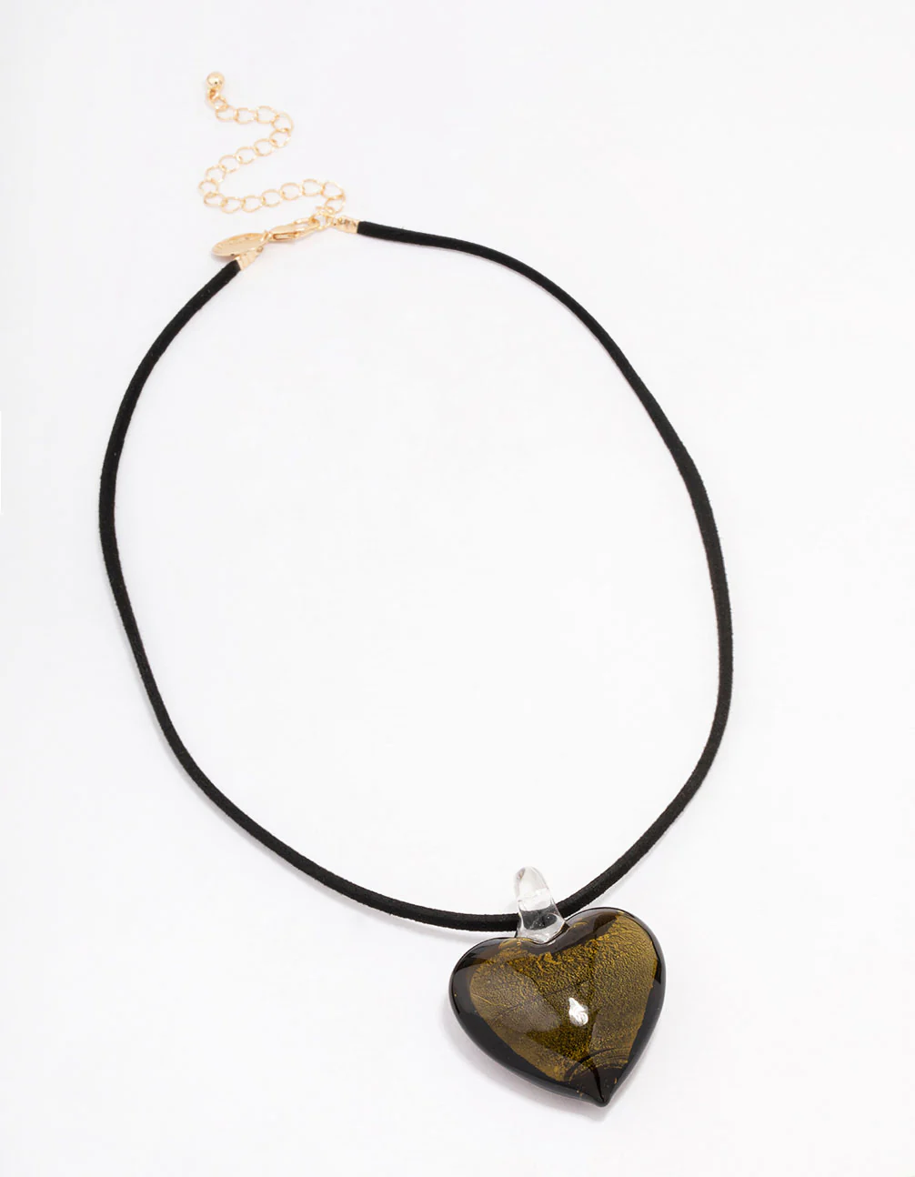 Gold Puffy Love Heart Cord Pendant Necklace - Image 2