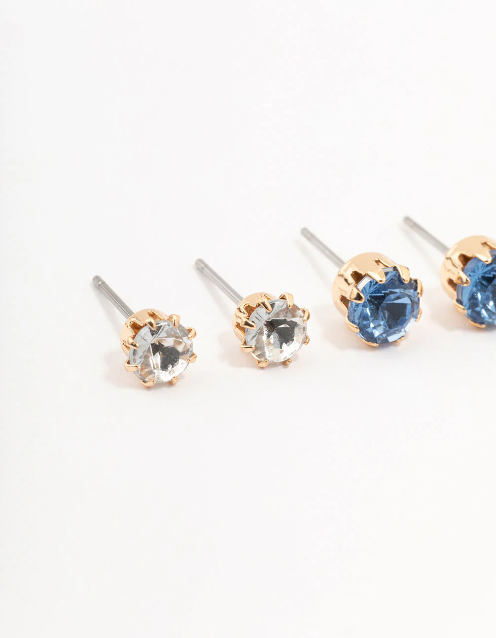 Gold Purple Multi Diamante Stud Earrings 3-Pack - Image 2