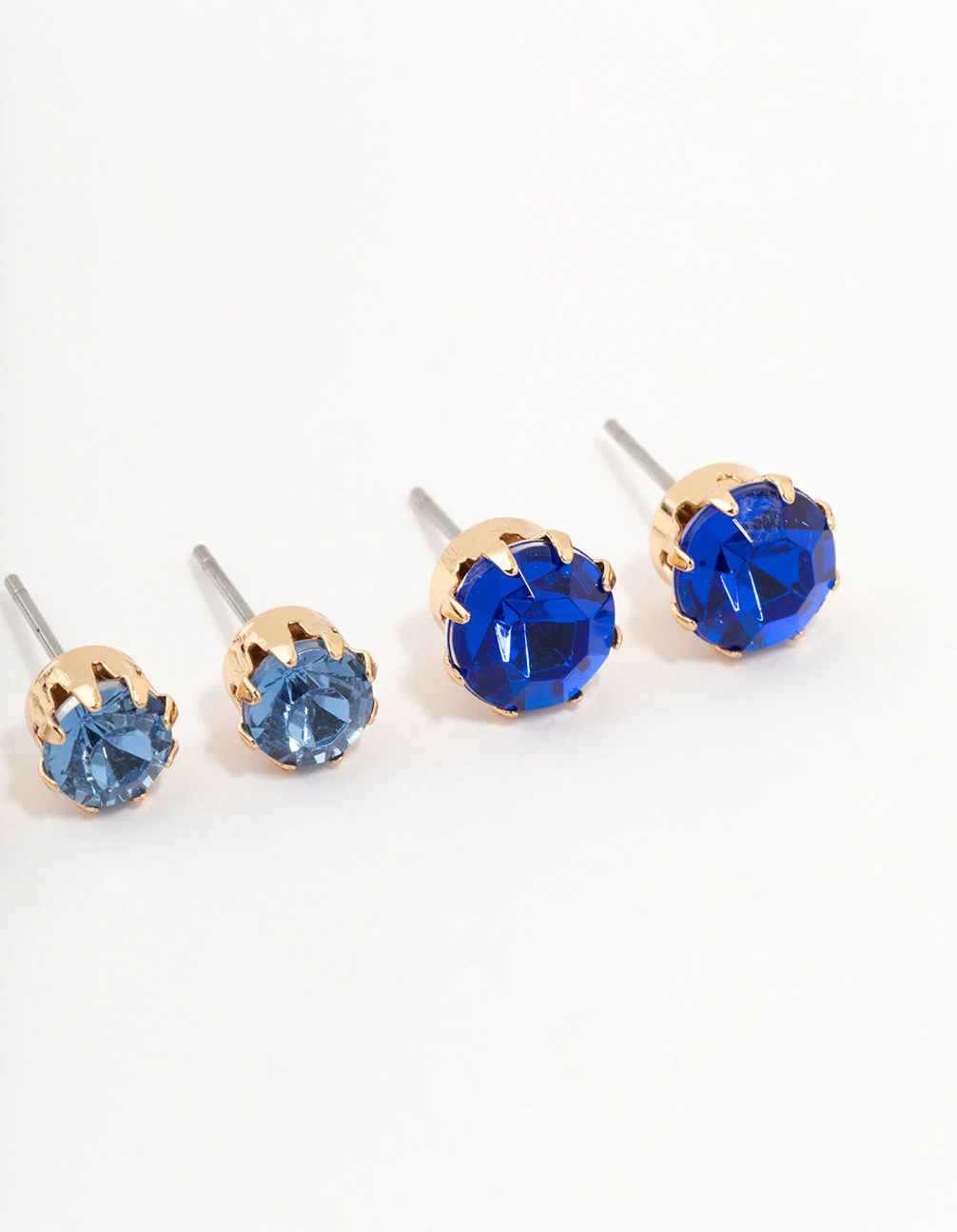 Gold Purple Multi Diamante Stud Earrings 3-Pack - Image 3