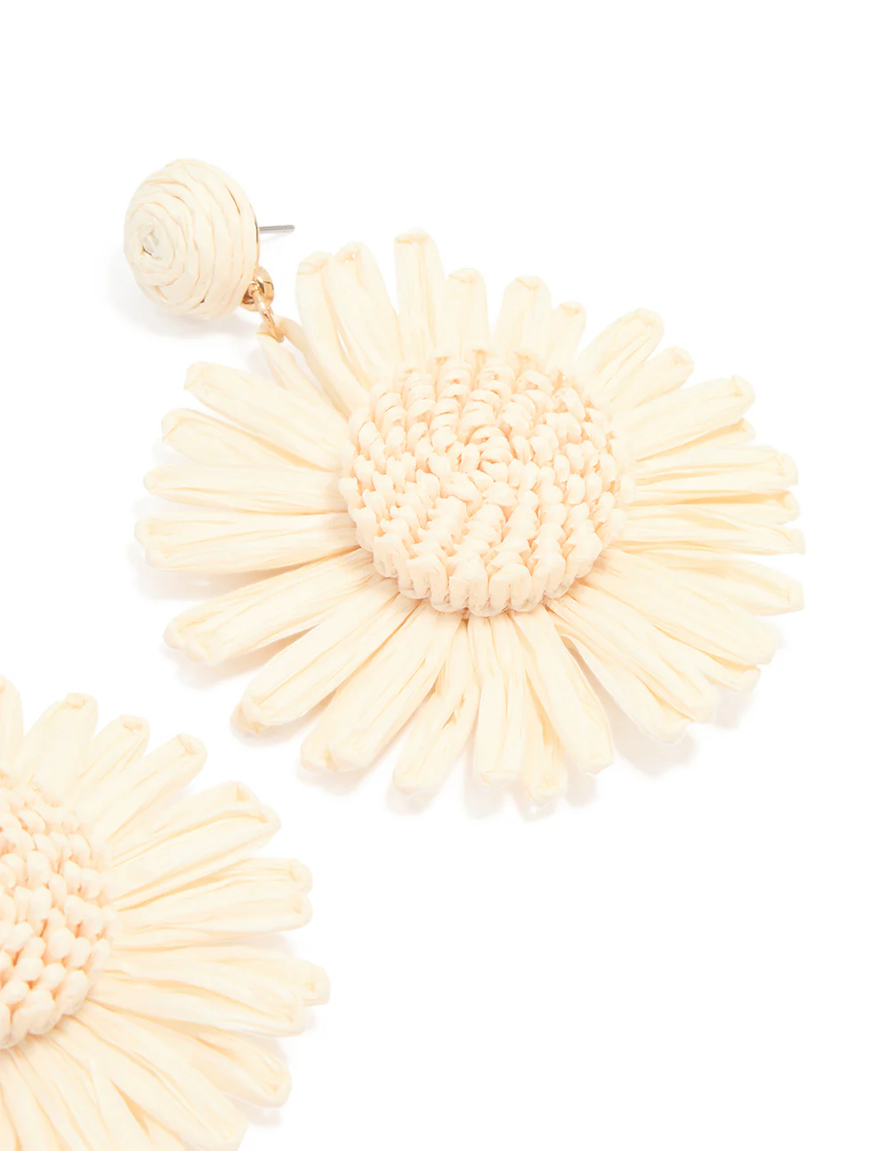 Gold Raffia Flower Drop Earrings - Image 3