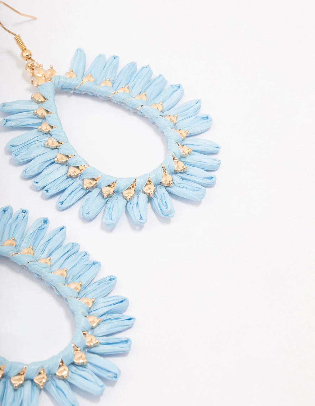 Gold Raffia Frayed Drop Earrings - Image 3