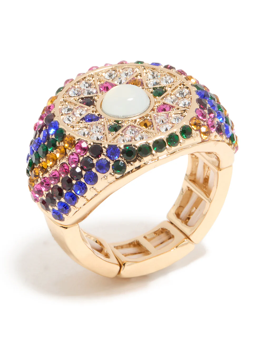 Gold Rainbow Diamante Chunky Star Ring - Image 2