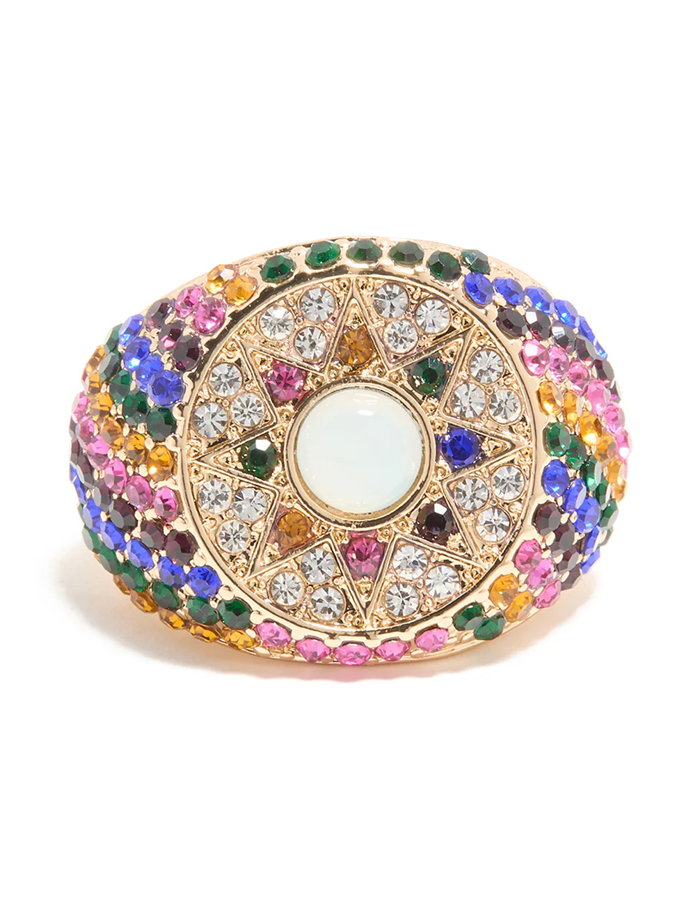 Gold Rainbow Diamante Chunky Star Ring - Image 3