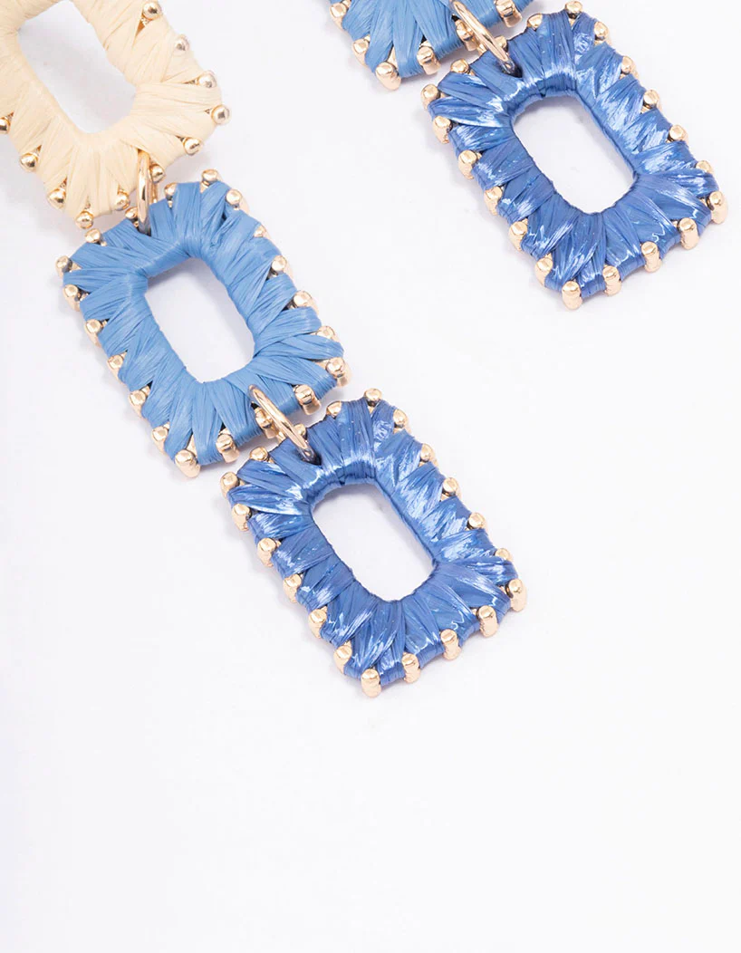 Gold Rectangle Drop Earrings - Image 3