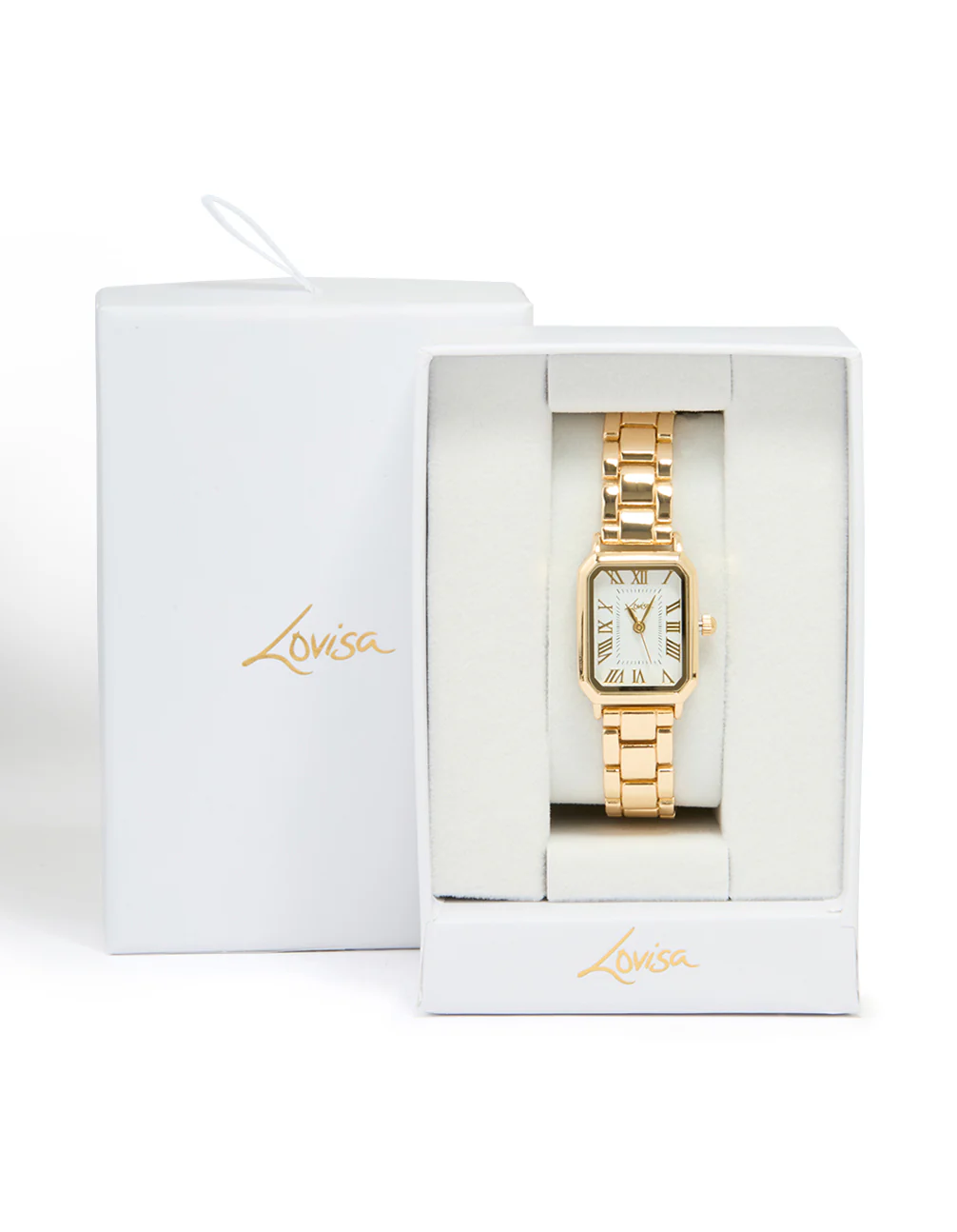 Gold Rectangle Roman Numeral Watch - Image 3