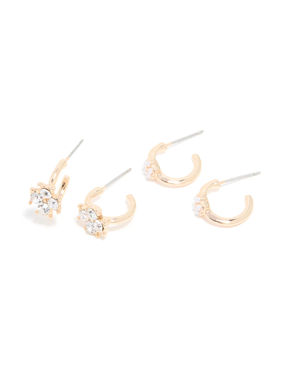 Gold Red Diamante & Floral Earrings 4 Pack - Image 3