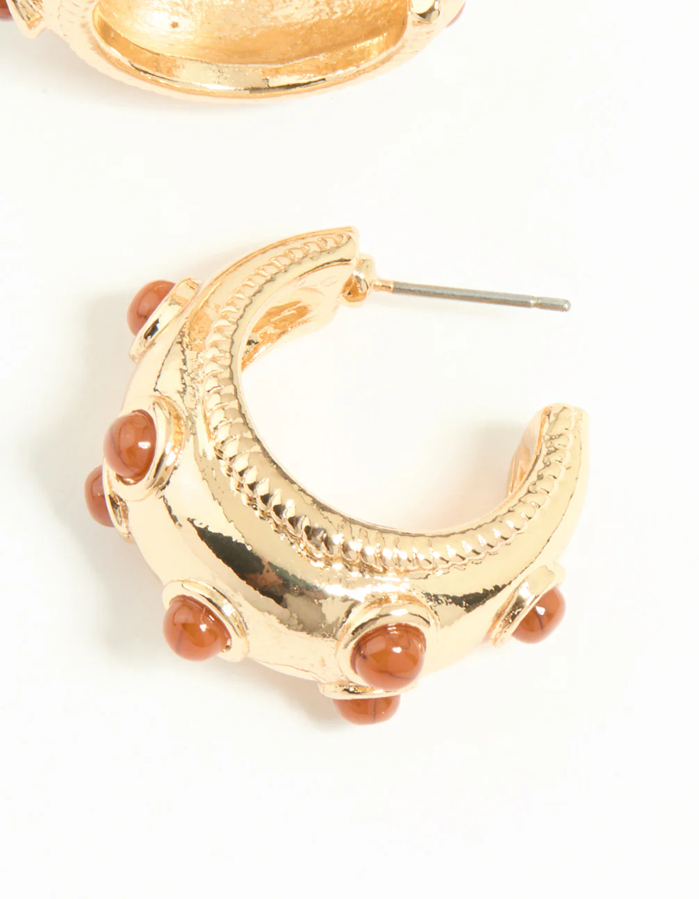 Gold Red Dot Hoop Earrings - Image 5