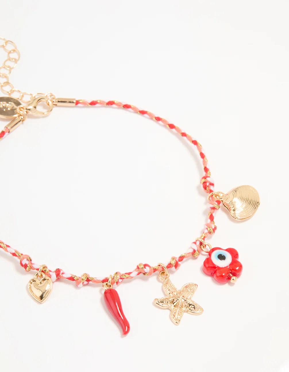 Gold Red Rope Starfish & Disc Anklets 2-Pack - Image 3