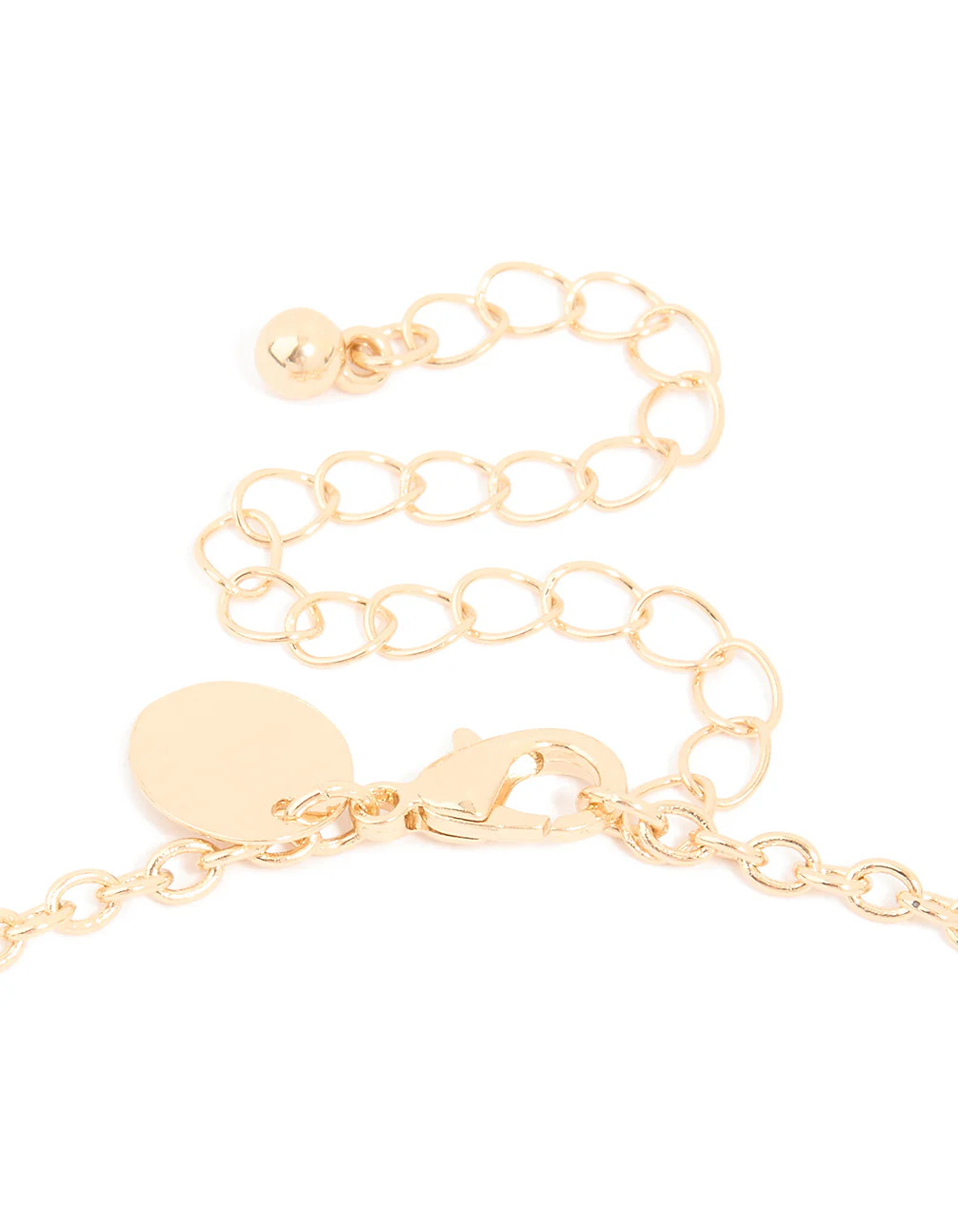 Gold Red Stone Centre Heart, Flower & Key Charm Necklace - Image 5