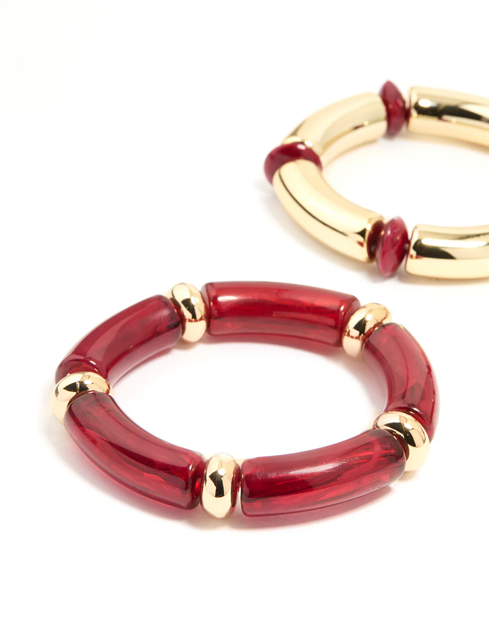 Gold Red Stretch Bangles 3-Pack - Image 2