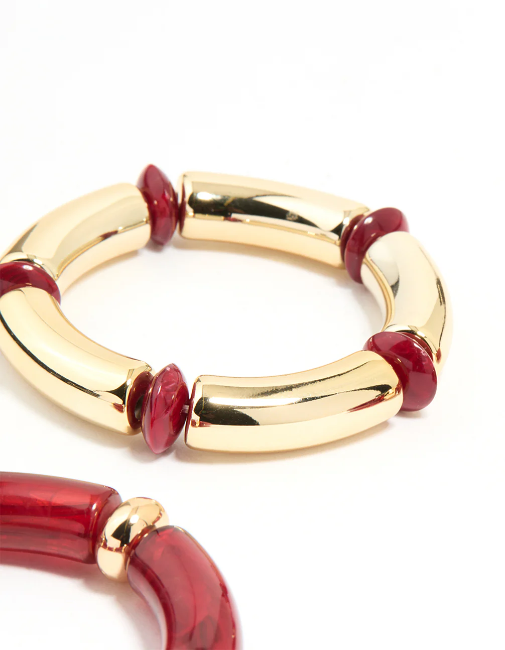 Gold Red Stretch Bangles 3-Pack - Image 3