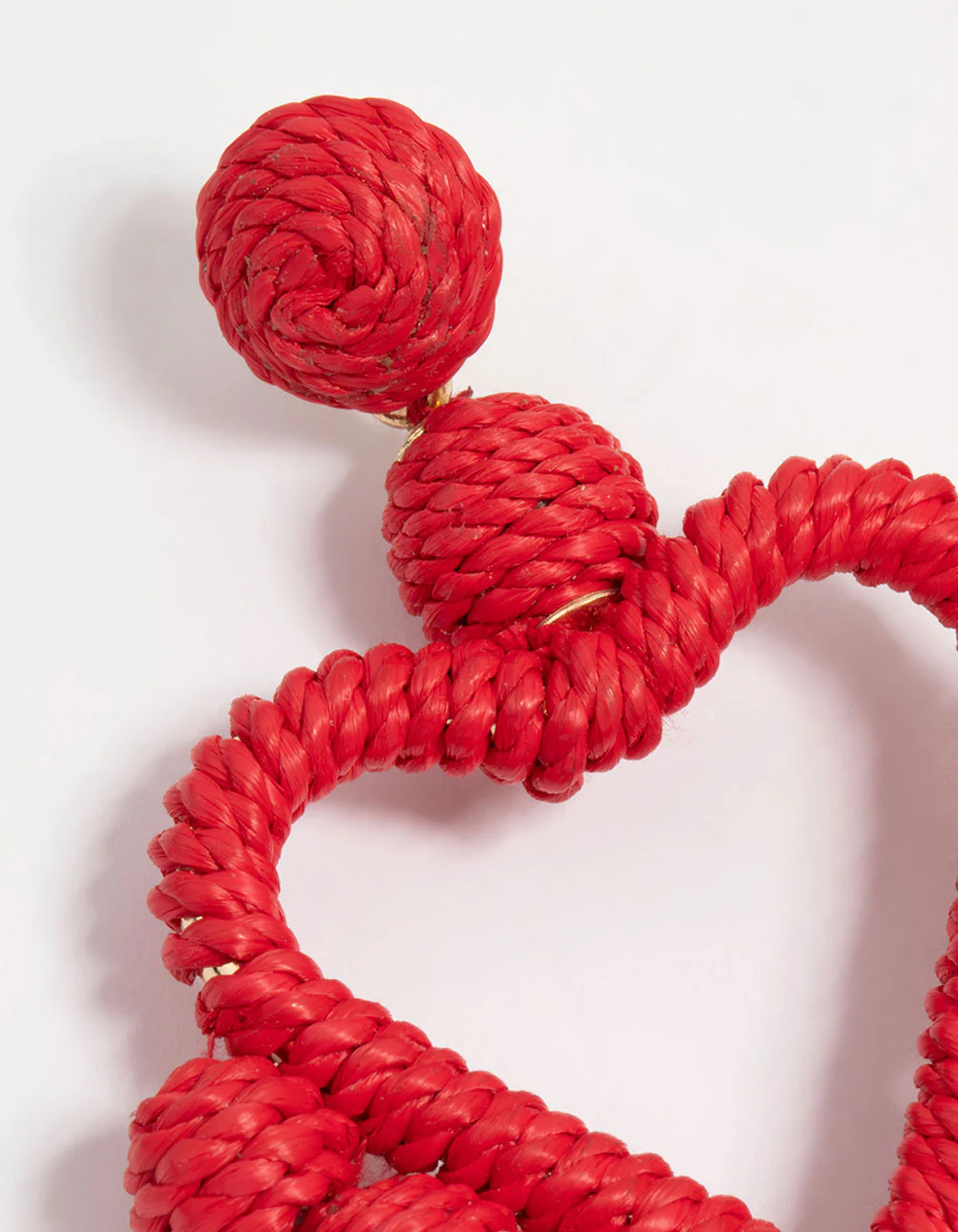 Gold Red Thread Wrapped Heart Drop Earrings - Image 4