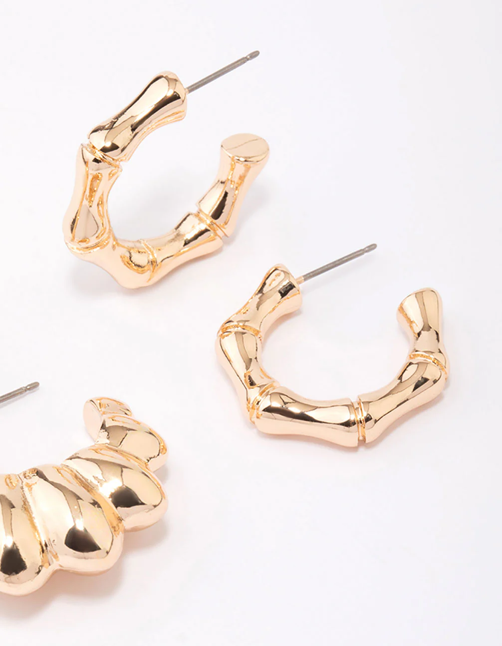 Gold Ripple Hoop Earring 3-Pack - Image 3