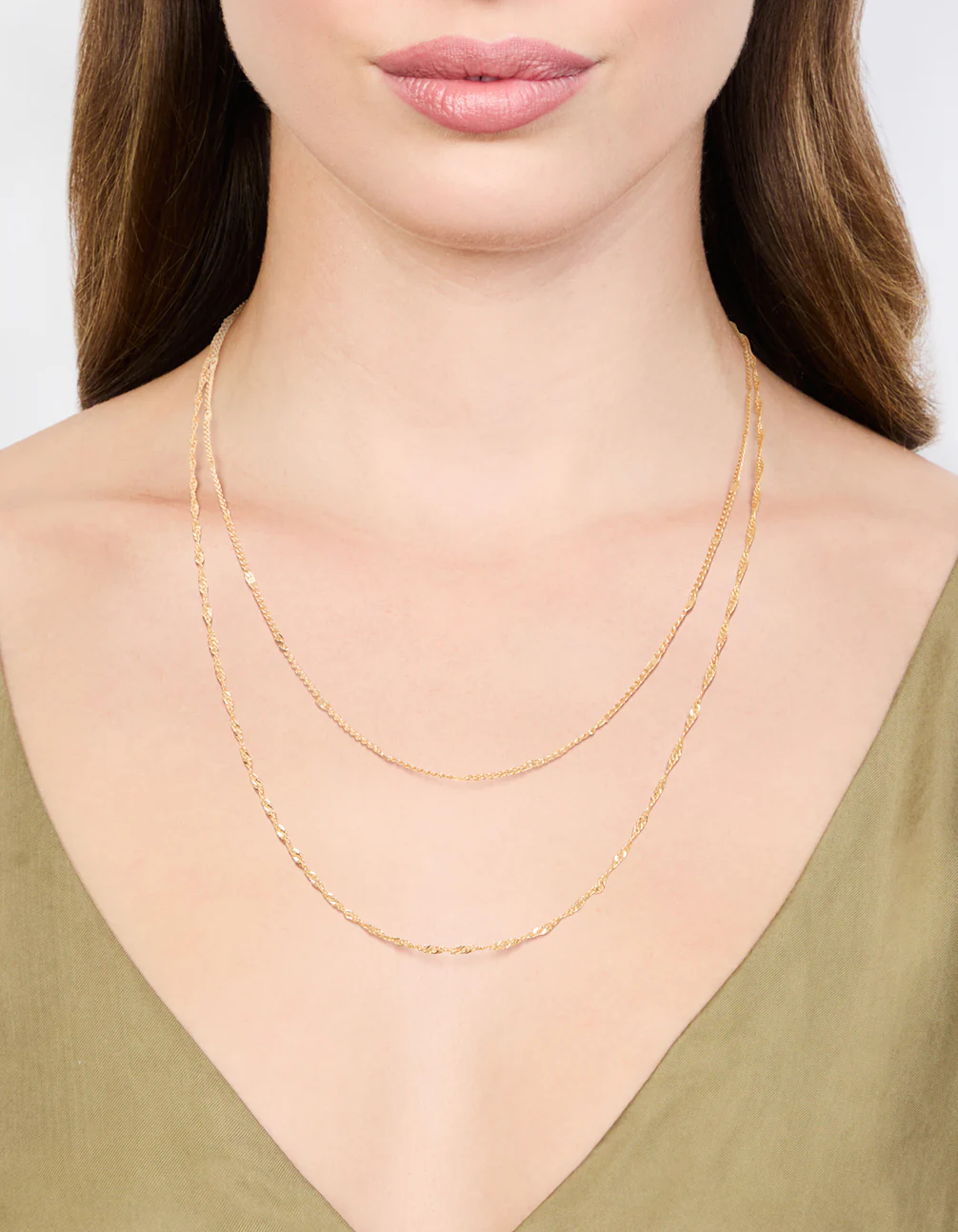 Gold Rope Double Chain Layered Necklace - Image 2
