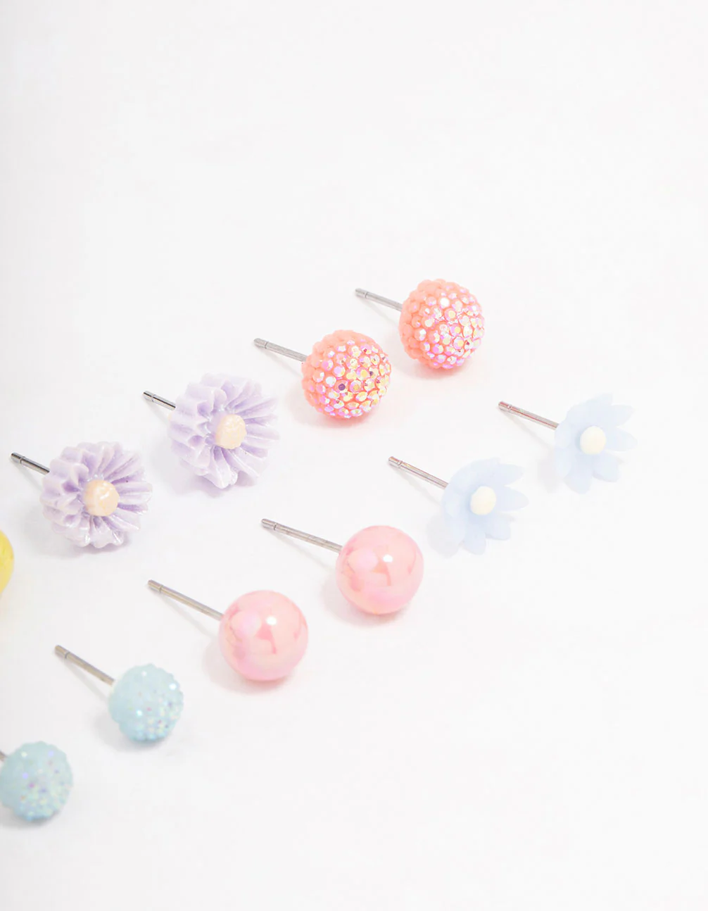 Gold Round Flower Stud Earring 8-Pack - Image 3